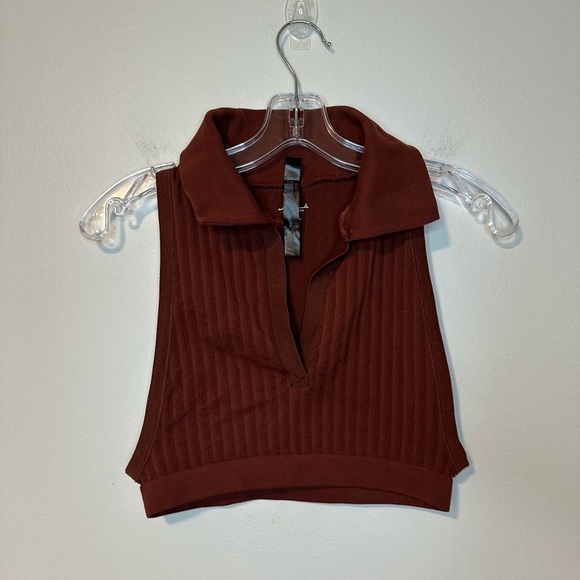 Urban Outfitters Out From Under Red Collared Ribbed Knit Crop Top M/L - Picture 7 of 7